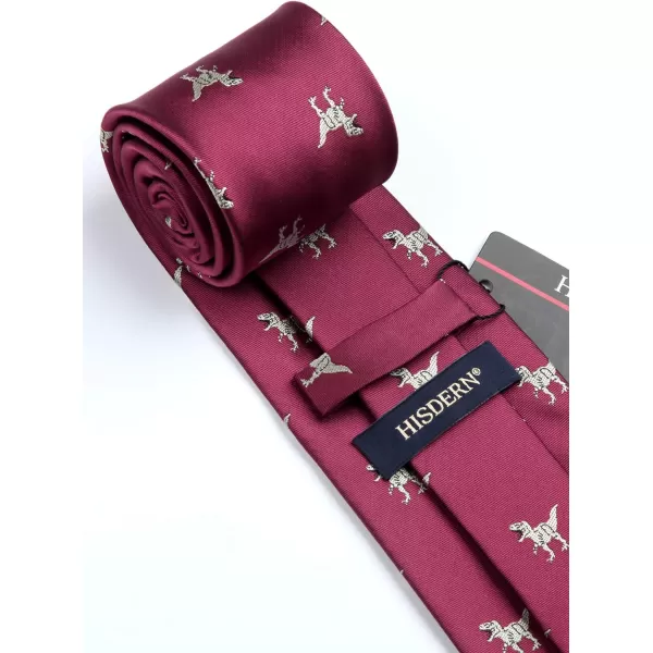 HISDERN Ties for Men Classic Animal Tie and Pocket Square Set Jacquard Woven Silk Neckties Handkerchief Wedding Party
