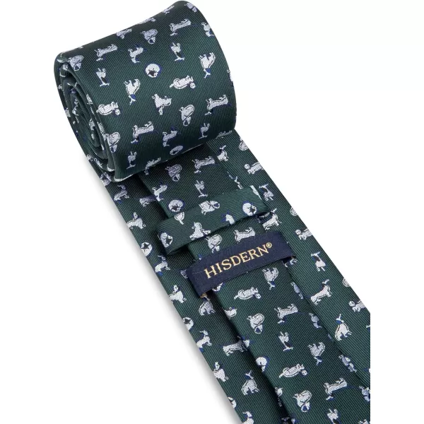 HISDERN Ties for Men Classic Animal Tie and Pocket Square Set Jacquard Woven Silk Neckties Handkerchief Wedding Party