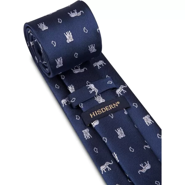 HISDERN Ties for Men Classic Animal Tie and Pocket Square Set Jacquard Woven Silk Neckties Handkerchief Wedding Party