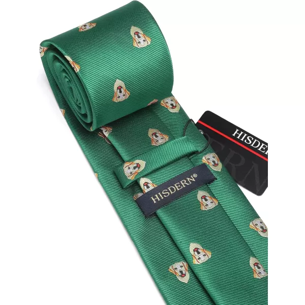 HISDERN Ties for Men Classic Animal Tie and Pocket Square Set Jacquard Woven Silk Neckties Handkerchief Wedding Party