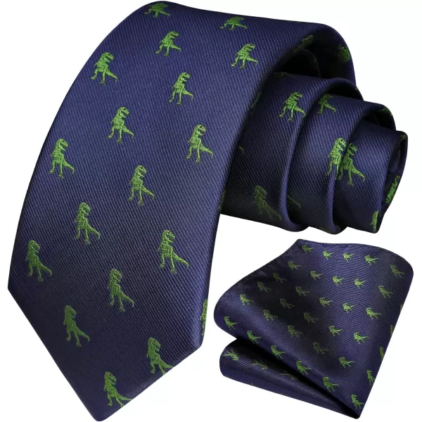 HISDERN Ties for Men Classic Animal Tie and Pocket Square Set Jacquard Woven Silk Neckties Handkerchief Wedding Party