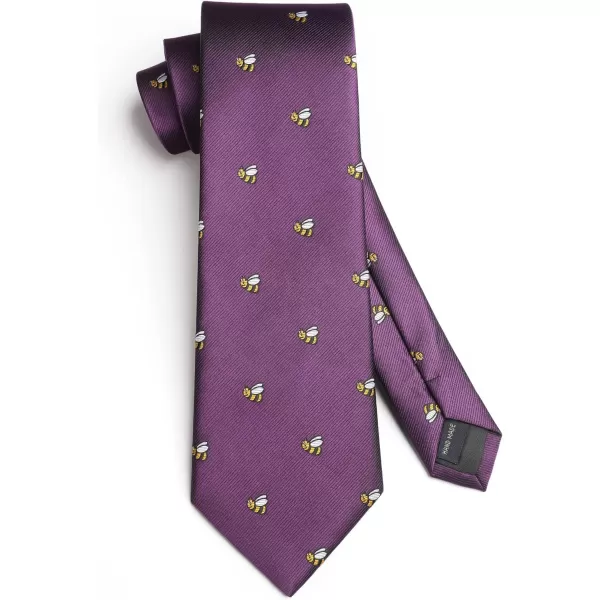 HISDERN Ties for Men Classic Animal Tie and Pocket Square Set Jacquard Woven Silk Neckties Handkerchief Wedding Party