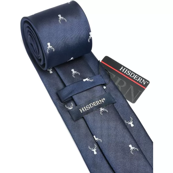 HISDERN Ties for Men Classic Animal Tie and Pocket Square Set Jacquard Woven Silk Neckties Handkerchief Wedding Party