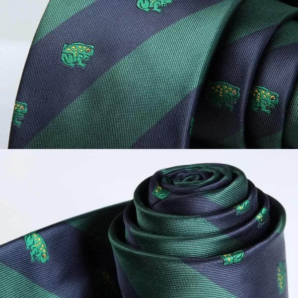 HISDERN Ties for Men Classic Animal Tie and Pocket Square Set Jacquard Woven Silk Neckties Handkerchief Wedding Party
