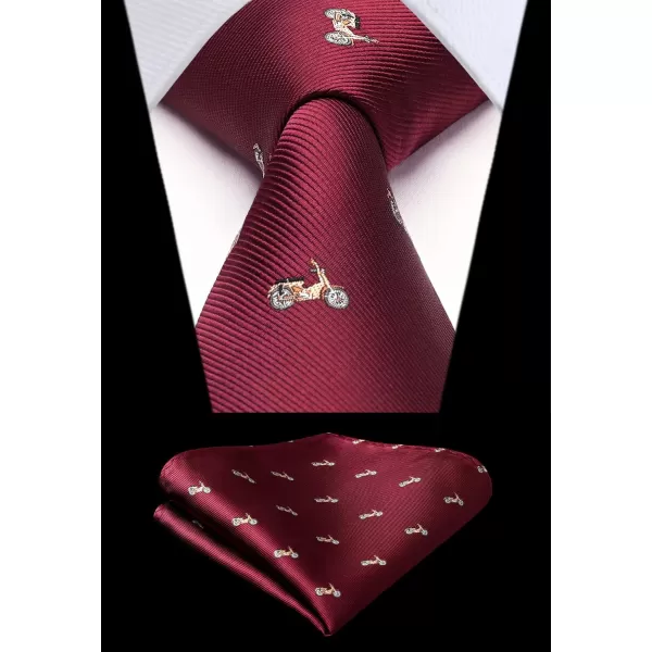 HISDERN Ties for Men Classic Animal Tie and Pocket Square Set Jacquard Woven Silk Neckties Handkerchief Wedding Party