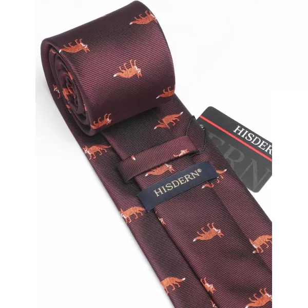 HISDERN Ties for Men Classic Animal Tie and Pocket Square Set Jacquard Woven Silk Neckties Handkerchief Wedding Party