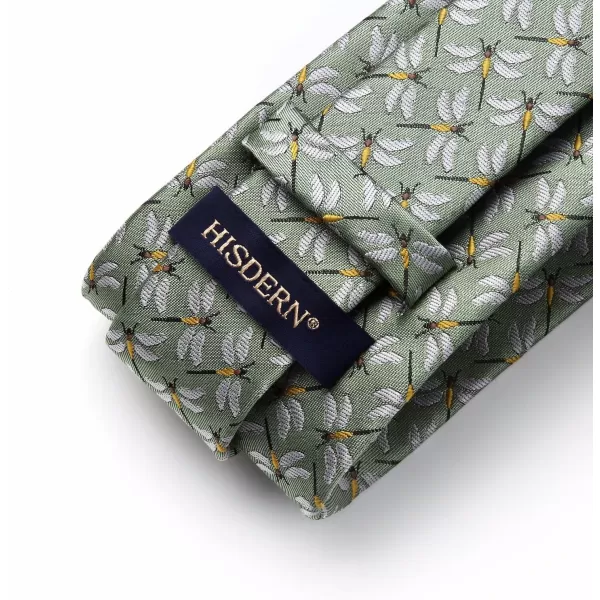 HISDERN Ties for Men Classic Animal Tie and Pocket Square Set Jacquard Woven Silk Neckties Handkerchief Wedding Party