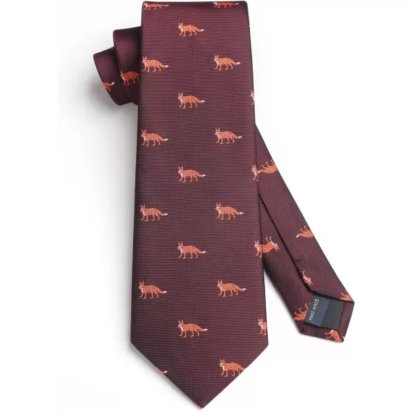 HISDERN Ties for Men Classic Animal Tie and Pocket Square Set Jacquard Woven Silk Neckties Handkerchief Wedding Party
