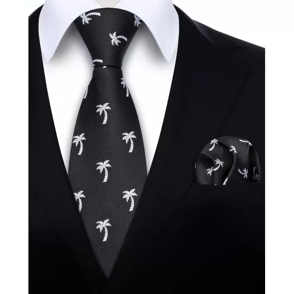HISDERN Ties for Men Classic Animal Tie and Pocket Square Set Jacquard Woven Silk Neckties Handkerchief Wedding Party