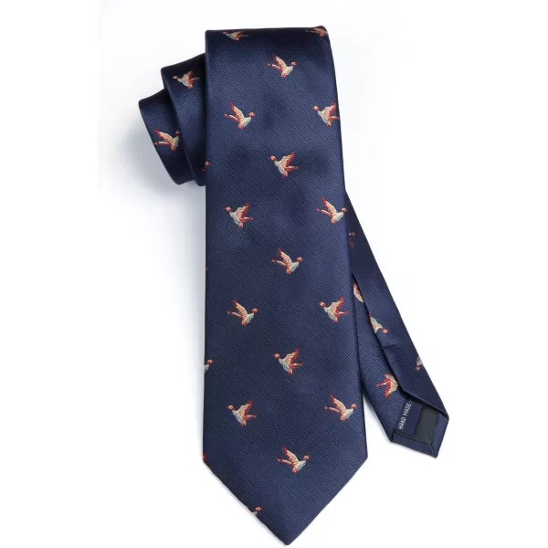 HISDERN Ties for Men Classic Animal Tie and Pocket Square Set Jacquard Woven Silk Neckties Handkerchief Wedding Party
