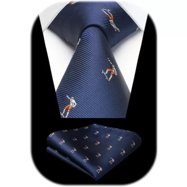 HISDERN Ties for Men Classic Animal Tie and Pocket Square Set Jacquard Woven Silk Neckties Handkerchief Wedding Party