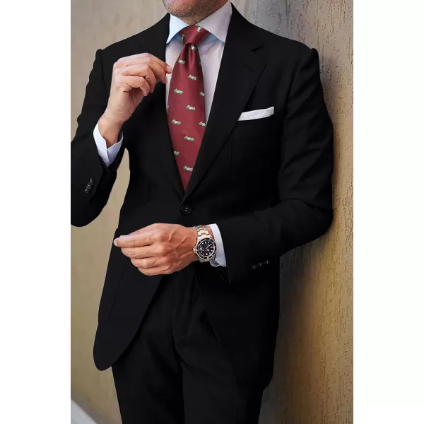 HISDERN Ties for Men Classic Animal Tie and Pocket Square Set Jacquard Woven Silk Neckties Handkerchief Wedding Party