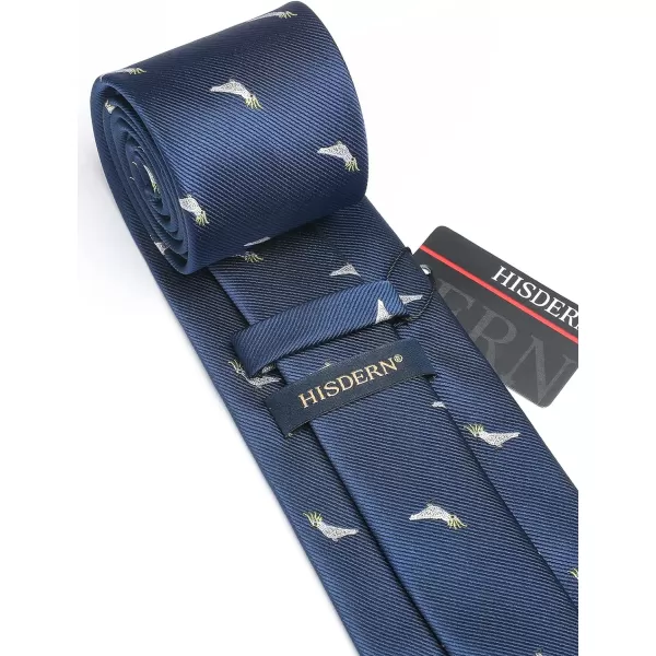 HISDERN Ties for Men Classic Animal Tie and Pocket Square Set Jacquard Woven Silk Neckties Handkerchief Wedding Party