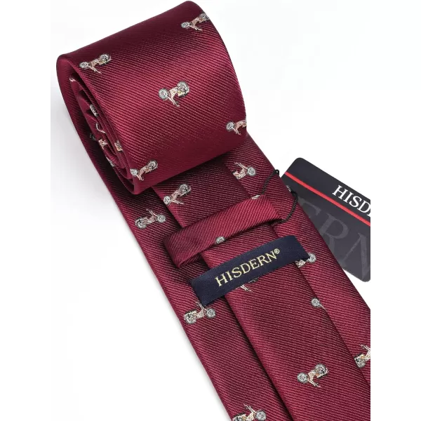 HISDERN Ties for Men Classic Animal Tie and Pocket Square Set Jacquard Woven Silk Neckties Handkerchief Wedding Party