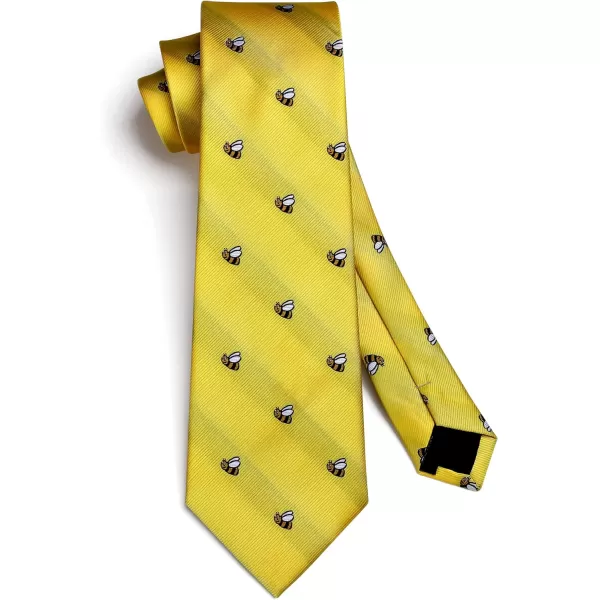 HISDERN Ties for Men Classic Animal Tie and Pocket Square Set Jacquard Woven Silk Neckties Handkerchief Wedding Party