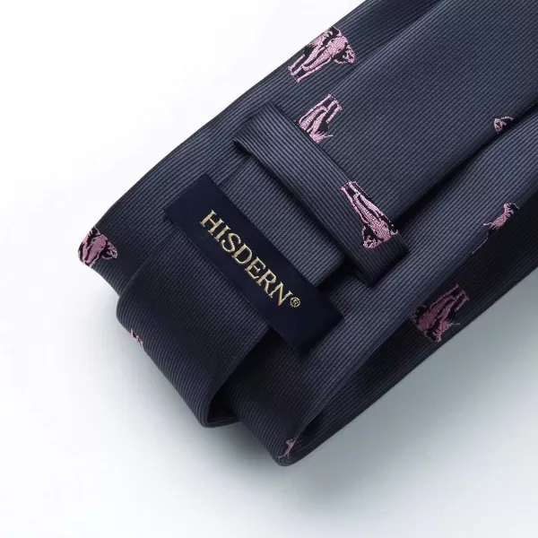 HISDERN Ties for Men Classic Animal Tie and Pocket Square Set Jacquard Woven Silk Neckties Handkerchief Wedding Party