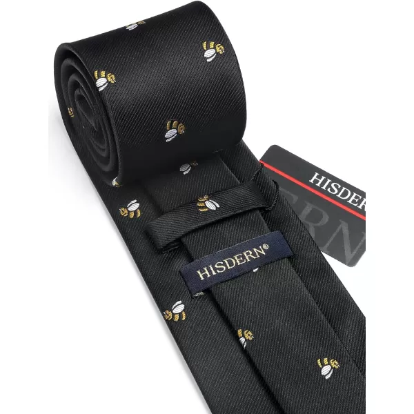 HISDERN Ties for Men Classic Animal Tie and Pocket Square Set Jacquard Woven Silk Neckties Handkerchief Wedding Party