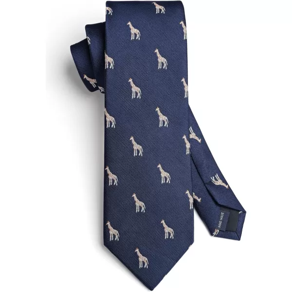 HISDERN Ties for Men Classic Animal Tie and Pocket Square Set Jacquard Woven Silk Neckties Handkerchief Wedding Party