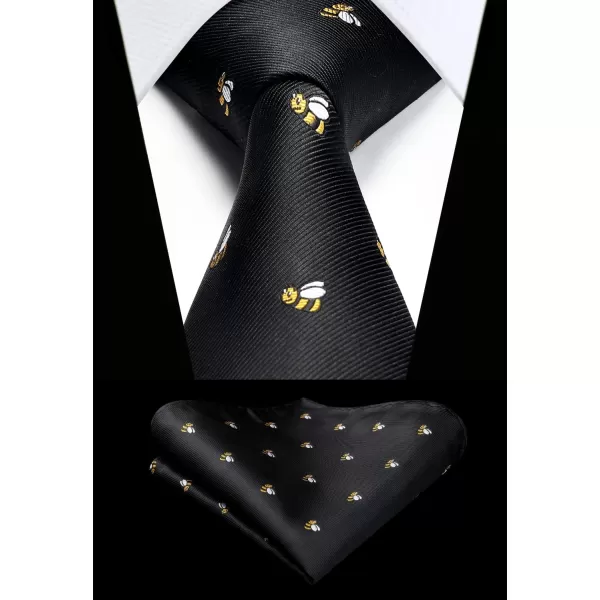 HISDERN Ties for Men Classic Animal Tie and Pocket Square Set Jacquard Woven Silk Neckties Handkerchief Wedding Party