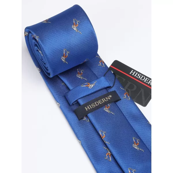 HISDERN Ties for Men Classic Animal Tie and Pocket Square Set Jacquard Woven Silk Neckties Handkerchief Wedding Party