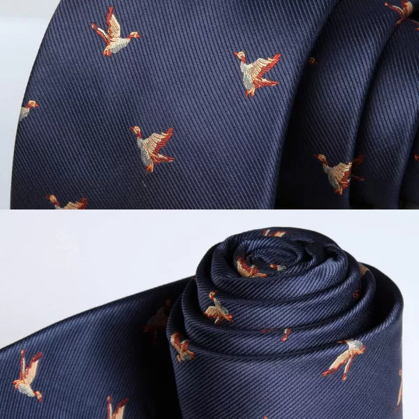 HISDERN Ties for Men Classic Animal Tie and Pocket Square Set Jacquard Woven Silk Neckties Handkerchief Wedding Party