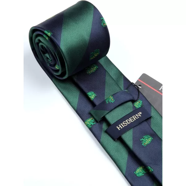 HISDERN Ties for Men Classic Animal Tie and Pocket Square Set Jacquard Woven Silk Neckties Handkerchief Wedding Party