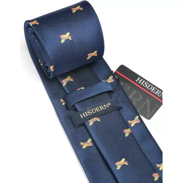 HISDERN Ties for Men Classic Animal Tie and Pocket Square Set Jacquard Woven Silk Neckties Handkerchief Wedding Party
