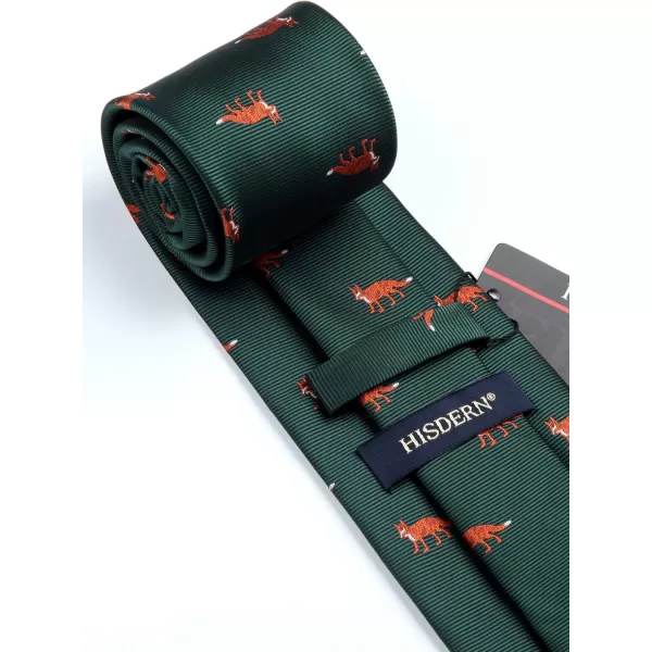 HISDERN Ties for Men Classic Animal Tie and Pocket Square Set Jacquard Woven Silk Neckties Handkerchief Wedding Party