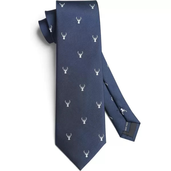 HISDERN Ties for Men Classic Animal Tie and Pocket Square Set Jacquard Woven Silk Neckties Handkerchief Wedding Party