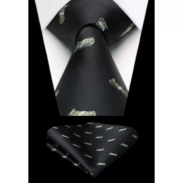 HISDERN Ties for Men Classic Animal Tie and Pocket Square Set Jacquard Woven Silk Neckties Handkerchief Wedding Party
