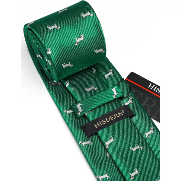 HISDERN Ties for Men Classic Animal Tie and Pocket Square Set Jacquard Woven Silk Neckties Handkerchief Wedding Party