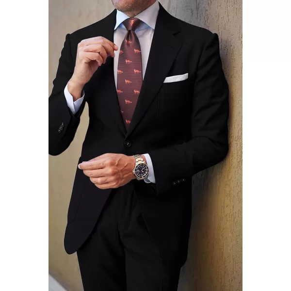 HISDERN Ties for Men Classic Animal Tie and Pocket Square Set Jacquard Woven Silk Neckties Handkerchief Wedding Party