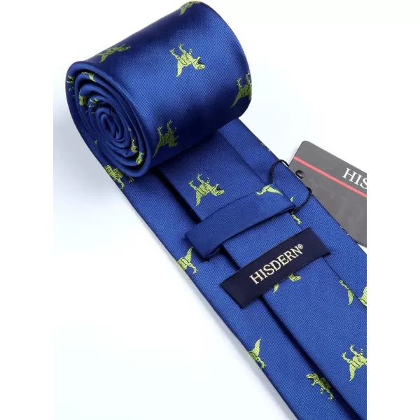 HISDERN Ties for Men Classic Animal Tie and Pocket Square Set Jacquard Woven Silk Neckties Handkerchief Wedding Party