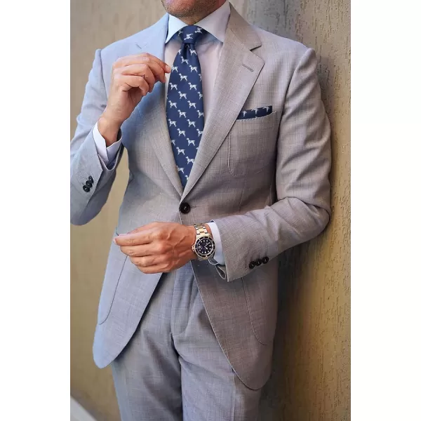 HISDERN Ties for Men Classic Animal Tie and Pocket Square Set Jacquard Woven Silk Neckties Handkerchief Wedding Party