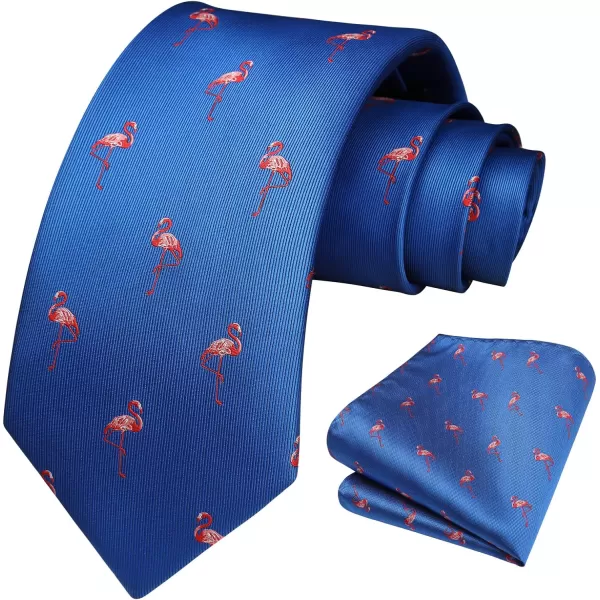 HISDERN Ties for Men Classic Animal Tie and Pocket Square Set Jacquard Woven Silk Neckties Handkerchief Wedding Party