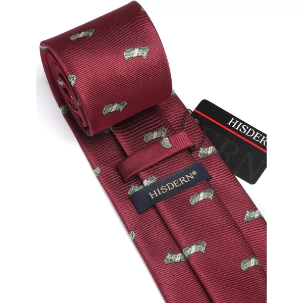 HISDERN Ties for Men Classic Animal Tie and Pocket Square Set Jacquard Woven Silk Neckties Handkerchief Wedding Party