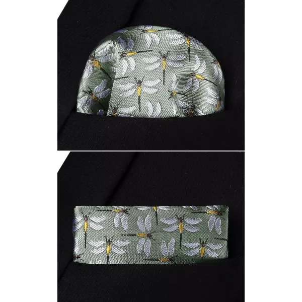 HISDERN Ties for Men Classic Animal Tie and Pocket Square Set Jacquard Woven Silk Neckties Handkerchief Wedding Party
