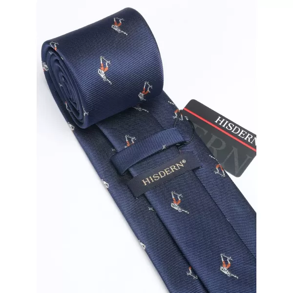 HISDERN Ties for Men Classic Animal Tie and Pocket Square Set Jacquard Woven Silk Neckties Handkerchief Wedding Party
