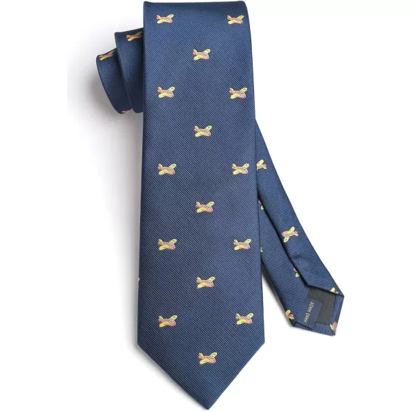 HISDERN Ties for Men Classic Animal Tie and Pocket Square Set Jacquard Woven Silk Neckties Handkerchief Wedding Party
