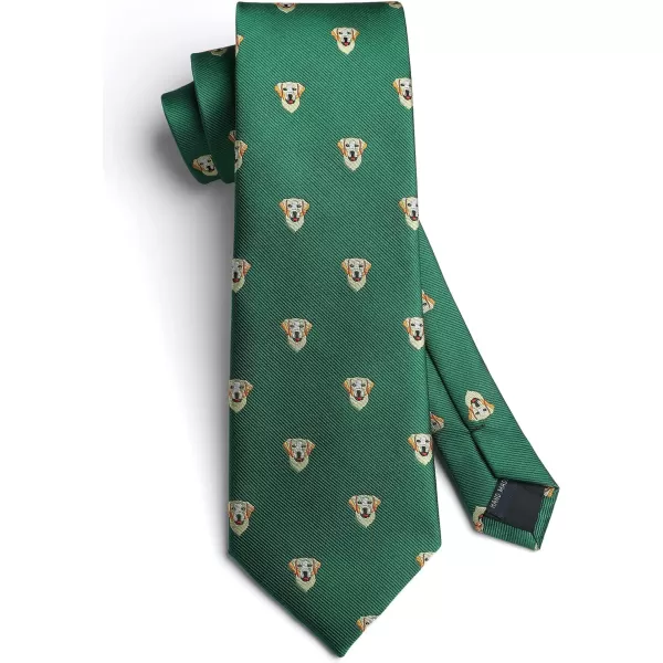 HISDERN Ties for Men Classic Animal Tie and Pocket Square Set Jacquard Woven Silk Neckties Handkerchief Wedding Party