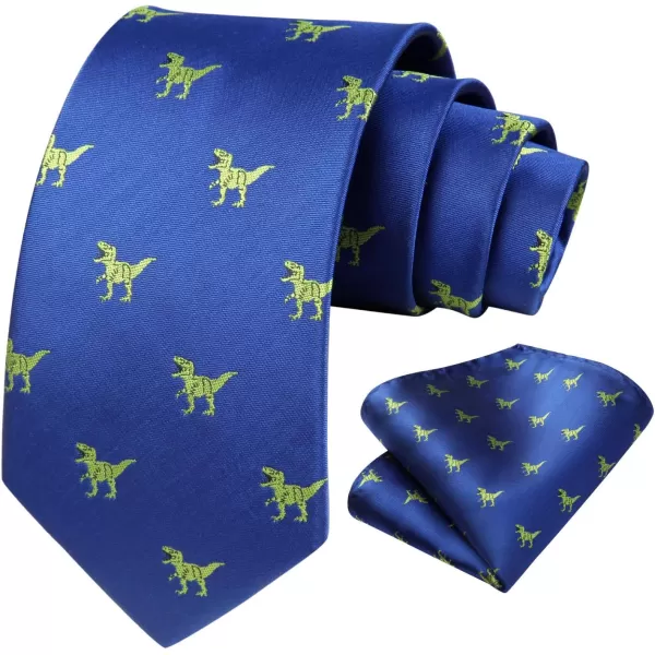 HISDERN Ties for Men Classic Animal Tie and Pocket Square Set Jacquard Woven Silk Neckties Handkerchief Wedding Party