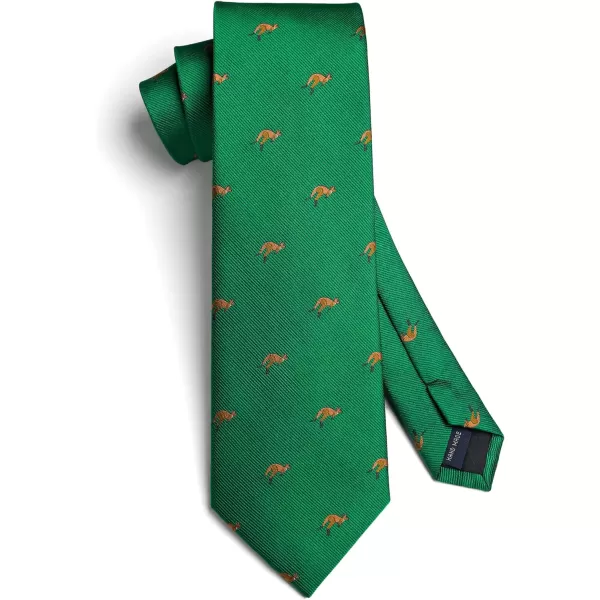 HISDERN Ties for Men Classic Animal Tie and Pocket Square Set Jacquard Woven Silk Neckties Handkerchief Wedding Party