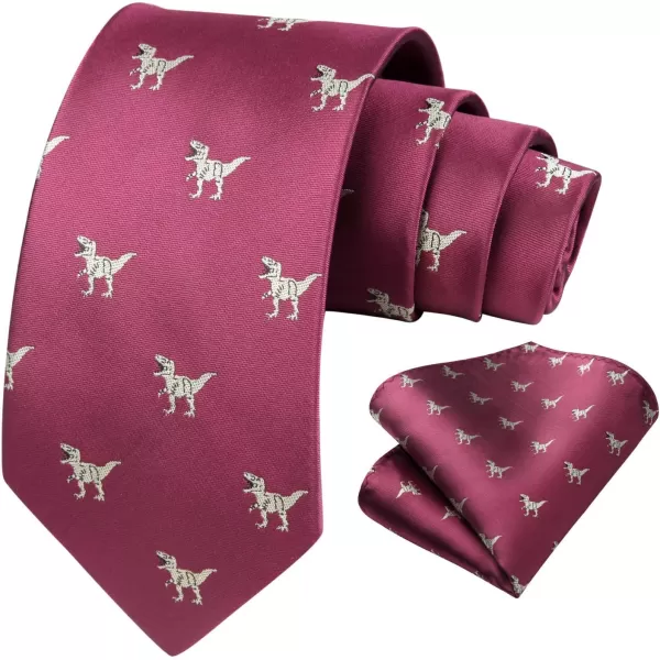 HISDERN Ties for Men Classic Animal Tie and Pocket Square Set Jacquard Woven Silk Neckties Handkerchief Wedding Party
