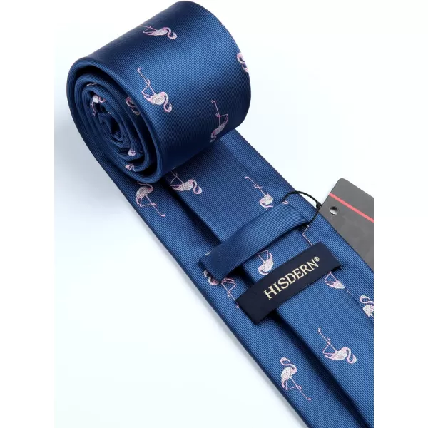 HISDERN Ties for Men Classic Animal Tie and Pocket Square Set Jacquard Woven Silk Neckties Handkerchief Wedding Party