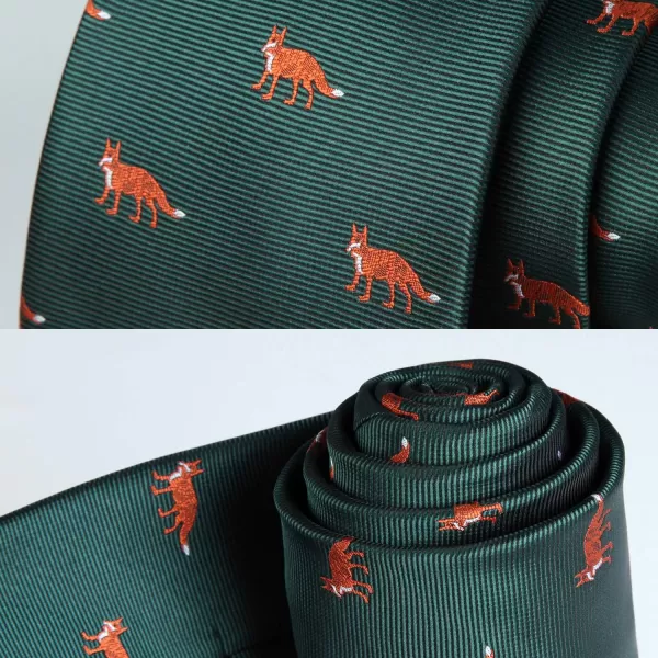 HISDERN Ties for Men Classic Animal Tie and Pocket Square Set Jacquard Woven Silk Neckties Handkerchief Wedding Party