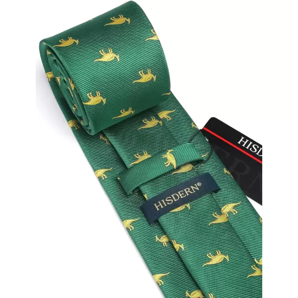 HISDERN Ties for Men Classic Animal Tie and Pocket Square Set Jacquard Woven Silk Neckties Handkerchief Wedding Party