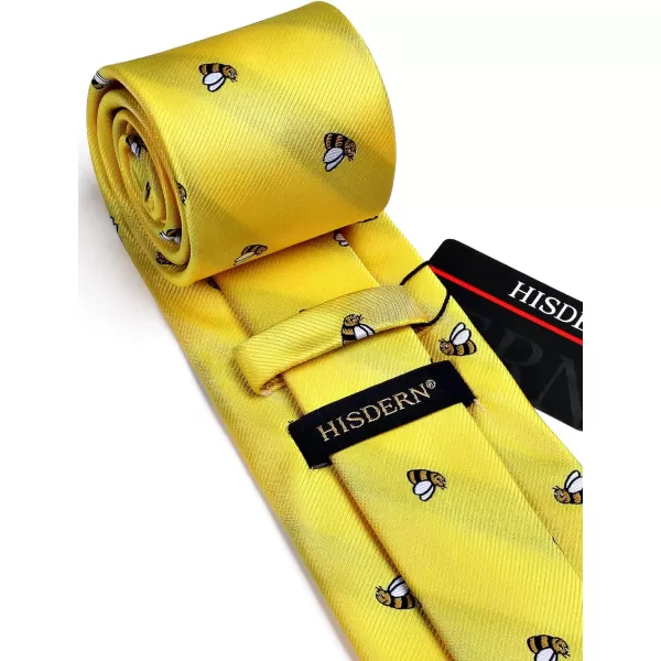 HISDERN Ties for Men Classic Animal Tie and Pocket Square Set Jacquard Woven Silk Neckties Handkerchief Wedding Party