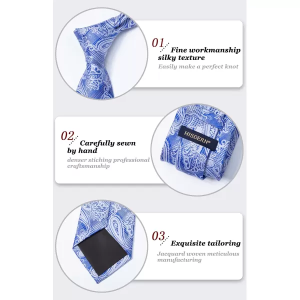 HISDERN Ties for Men Paisley Floral Tie Handkerchief Classic Woven Business Formal Necktie and Pocket Square Set Wedding