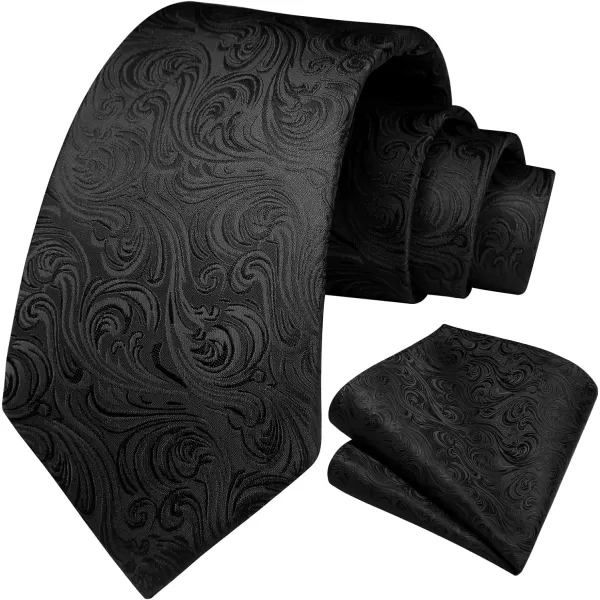 HISDERN Ties for Men Paisley Floral Tie Handkerchief Classic Woven Business Formal Necktie and Pocket Square Set Wedding