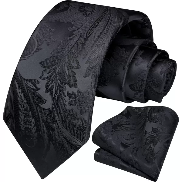 HISDERN Ties for Men Paisley Floral Tie Handkerchief Classic Woven Business Formal Necktie and Pocket Square Set Wedding